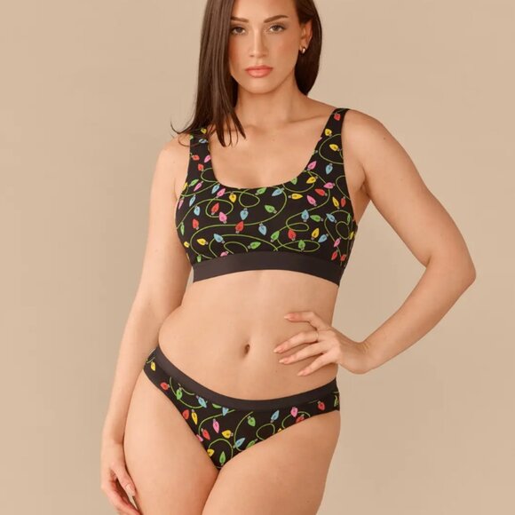 Nordstrom Womens Seasonal Style Holiday Lights Bralette Bra Stretch Scoop Neck - Picture 2 of 8